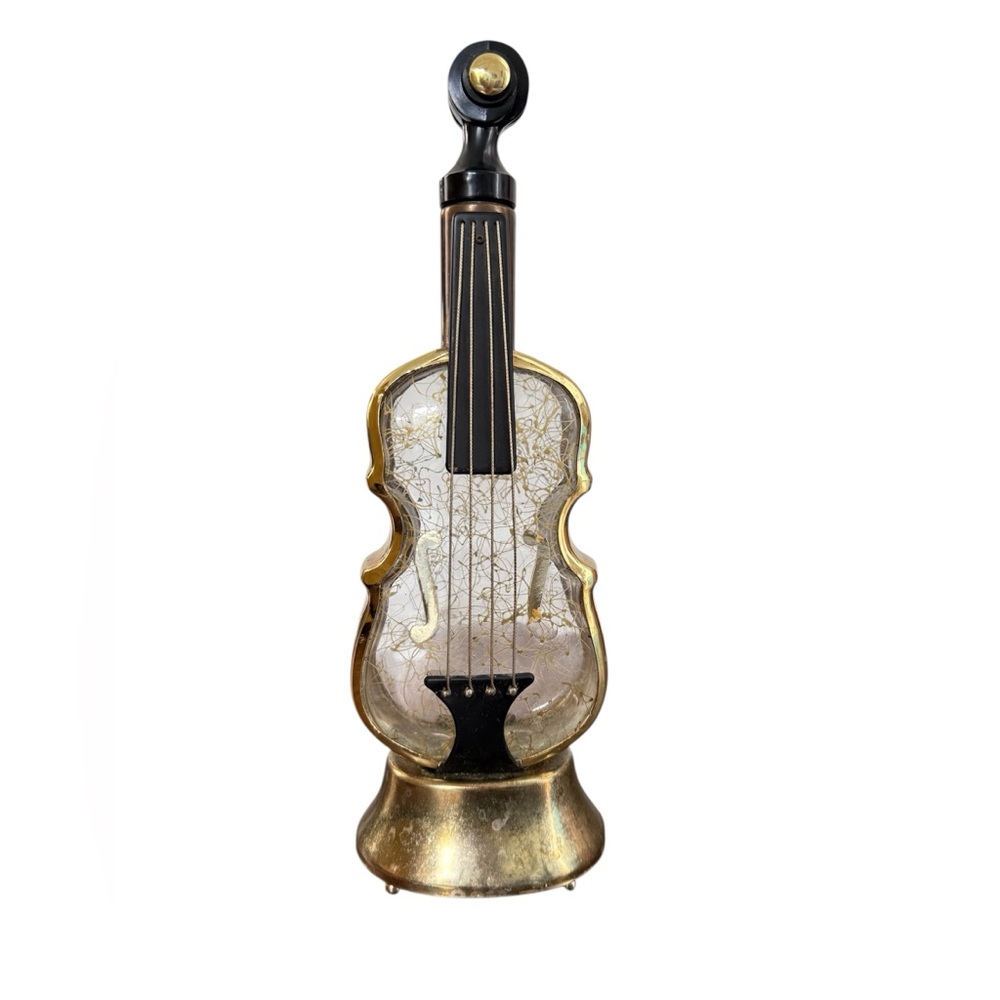 Vintage musical violin shaped decanter music box Plays Blue Danube Waltz